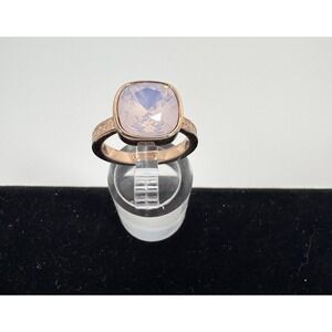 COACH Rose Gold Tone Pink Moonstone Solitaire Ring Size 6.75  C790